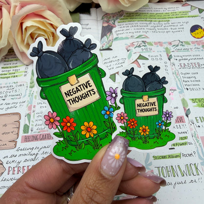 (152) Negative Thoughts Bin - vinyl sticker