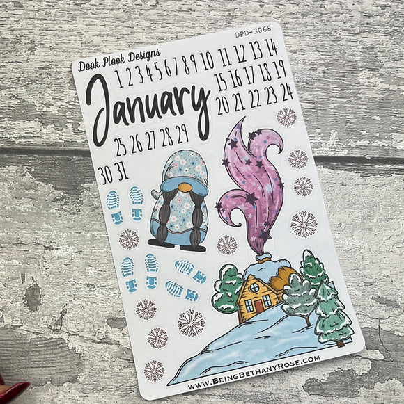 Blair - Pink winter January journalling planner stickers (DPD3068)