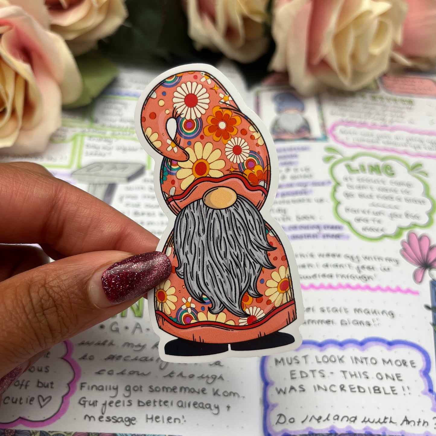 (0143) Flower Power gonk - vinyl sticker