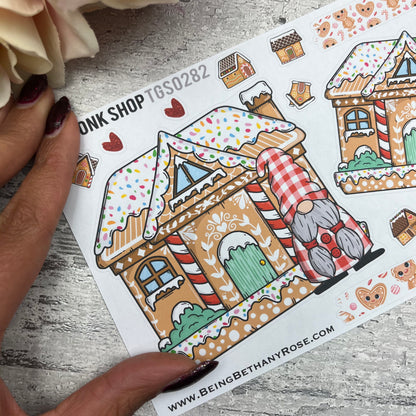 White, Red and Gingerbread House Gonk Stickers (TGS0282)