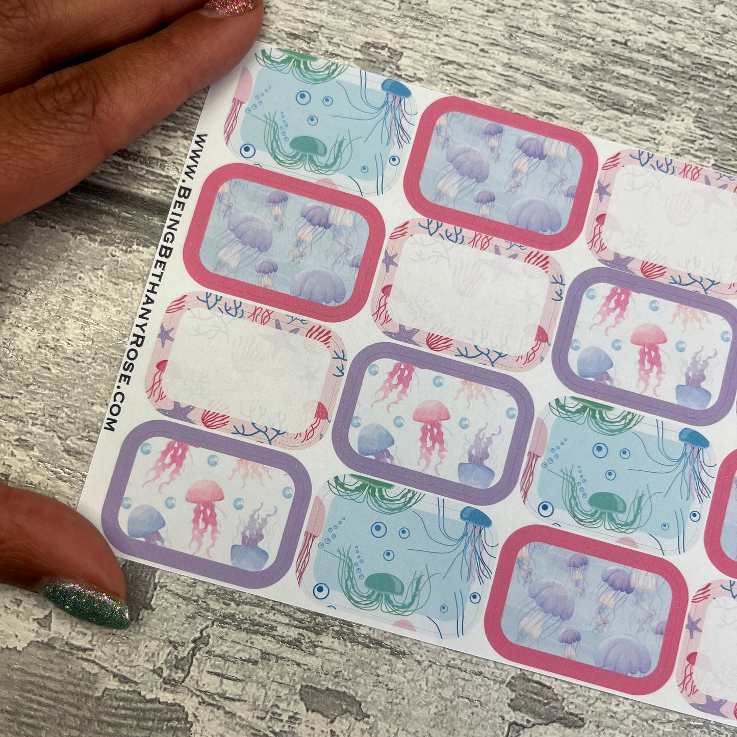 Kelly Jellyfish half box planner stickers (DPD-3290)