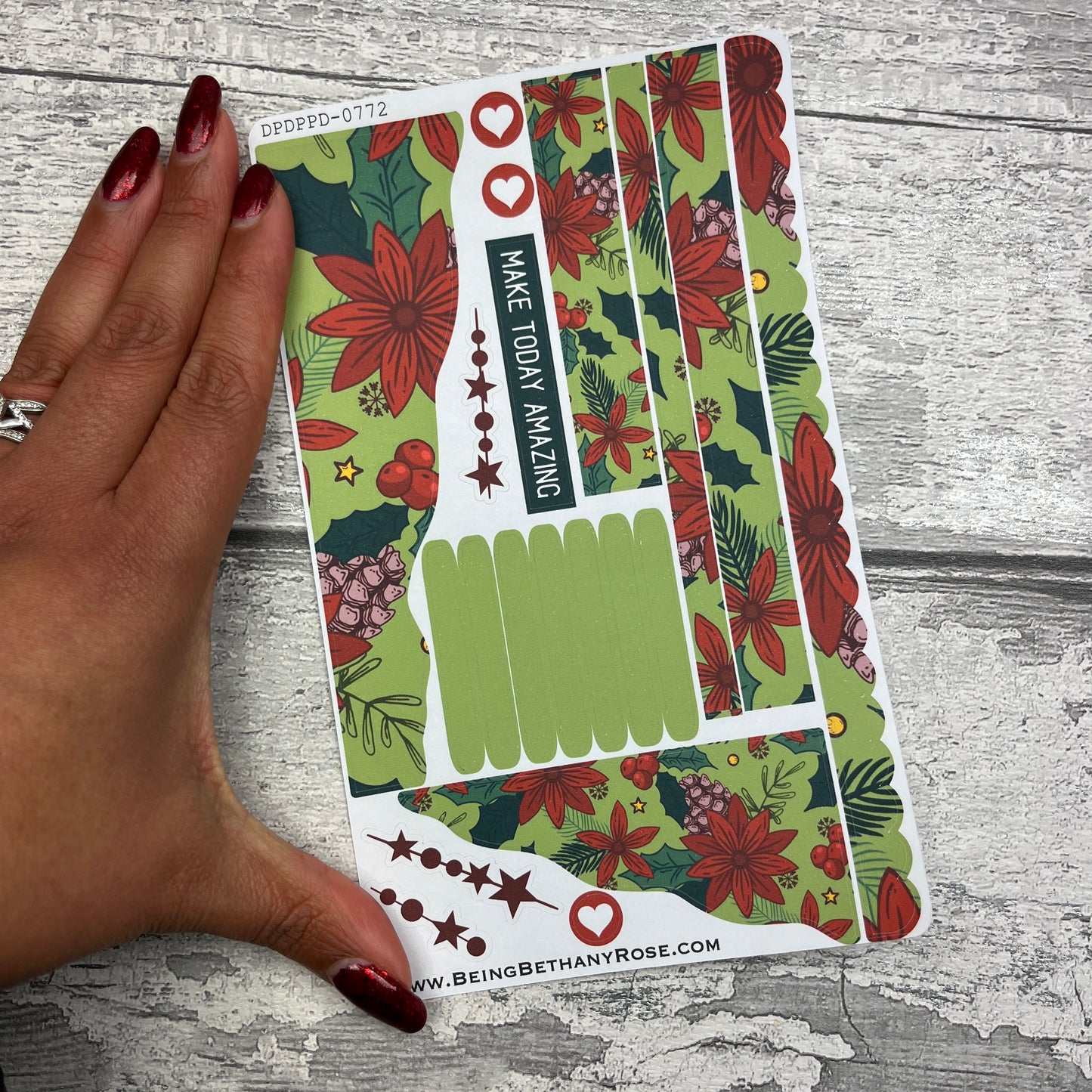 (0772) Passion Planner Daily Wave stickers - Poinsettia