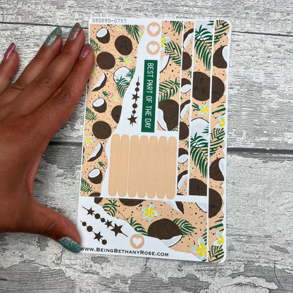 (0757) Passion Planner Daily Wave stickers - Coco Coconut