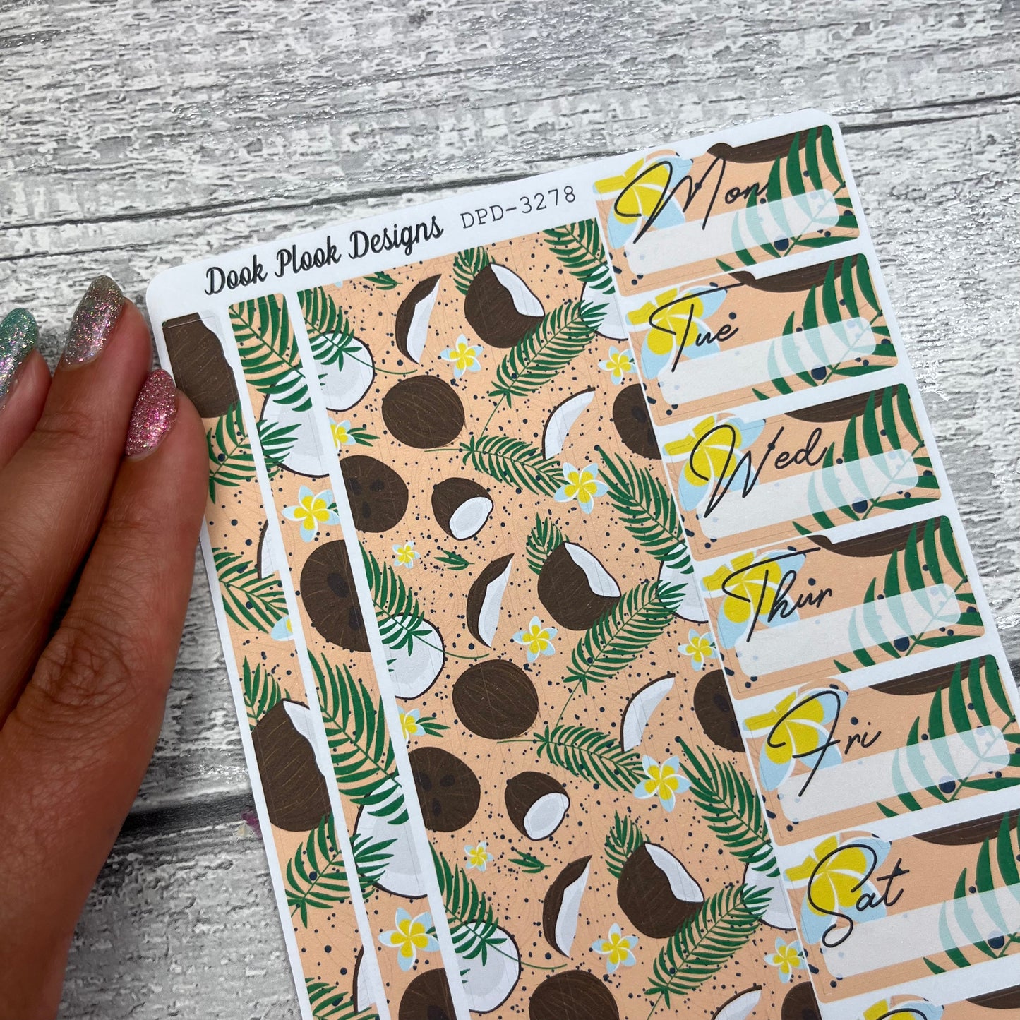 One sheet week planner stickers - Coco Coconut (DPD3278)