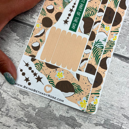 (0757) Passion Planner Daily Wave stickers - Coco Coconut