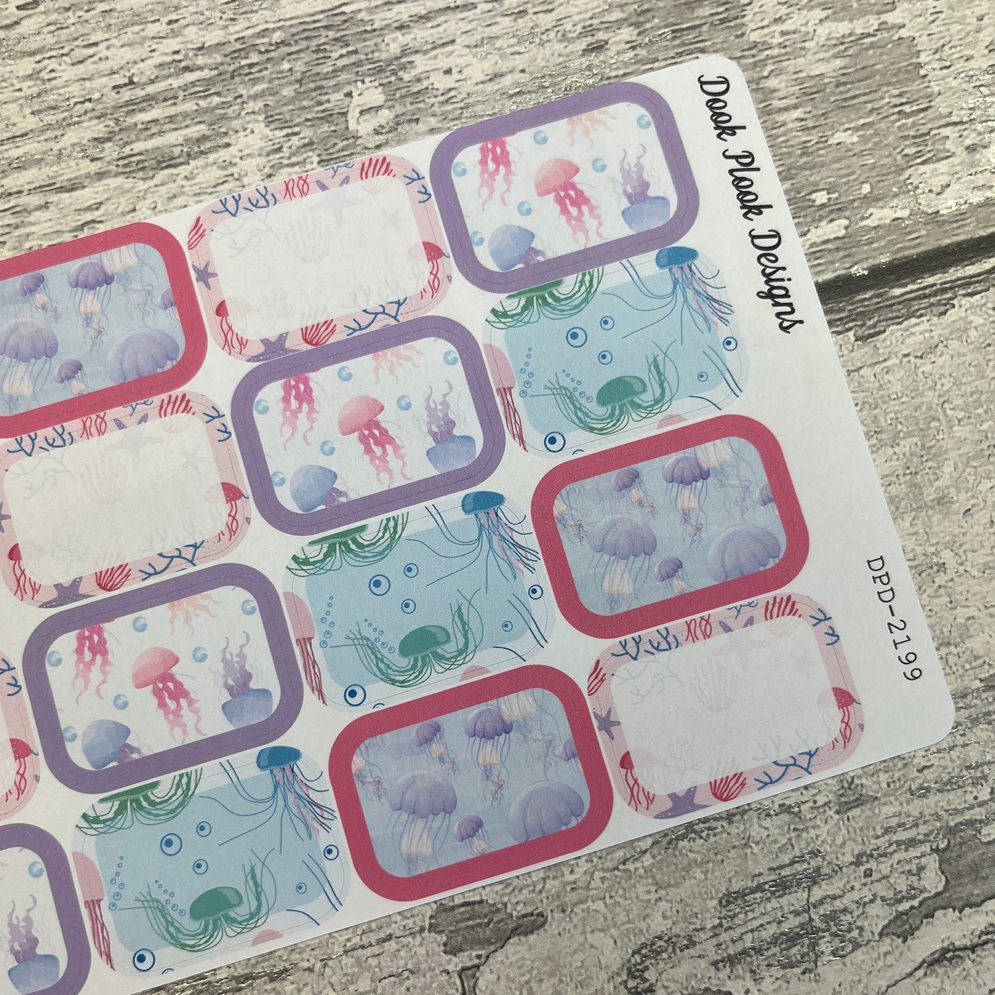 Kelly Jellyfish half box planner stickers (DPD-3290)