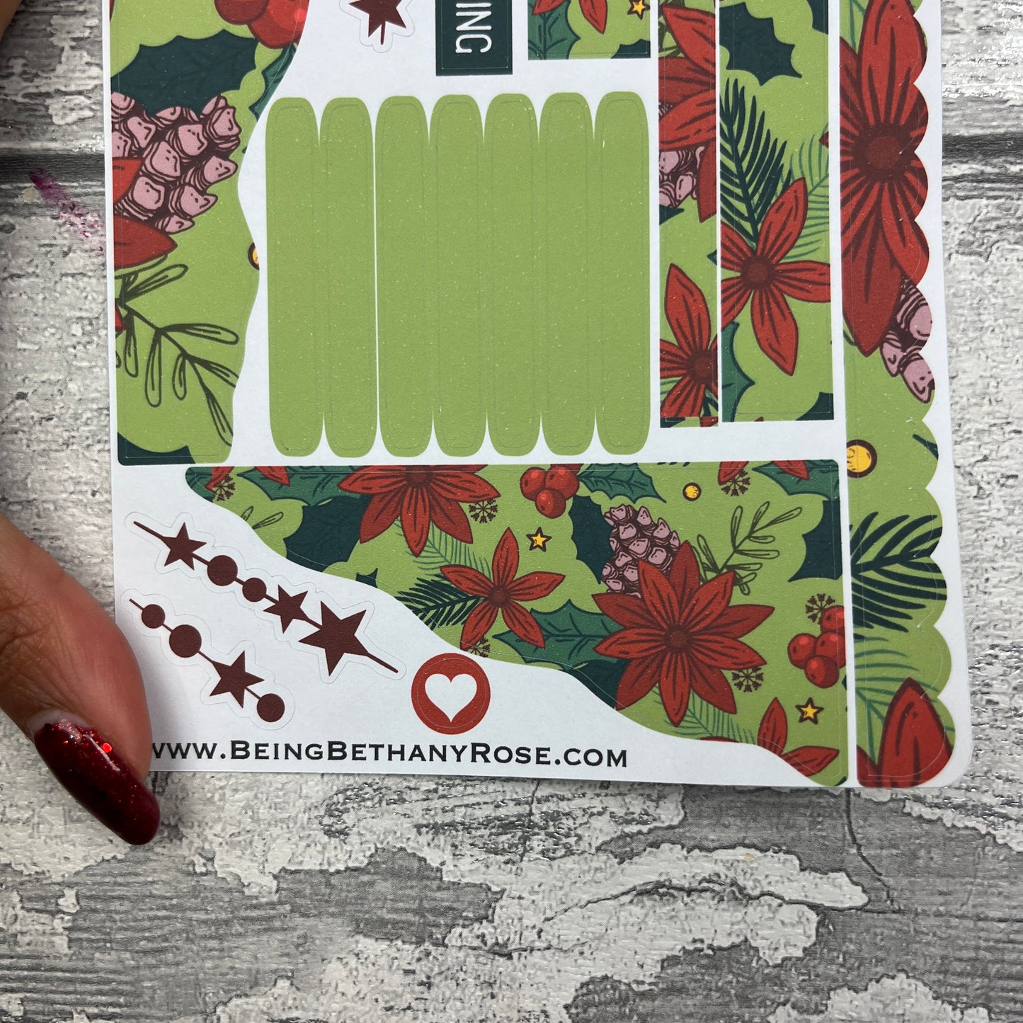 (0772) Passion Planner Daily Wave stickers - Poinsettia