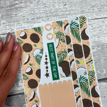 (0757) Passion Planner Daily Wave stickers - Coco Coconut