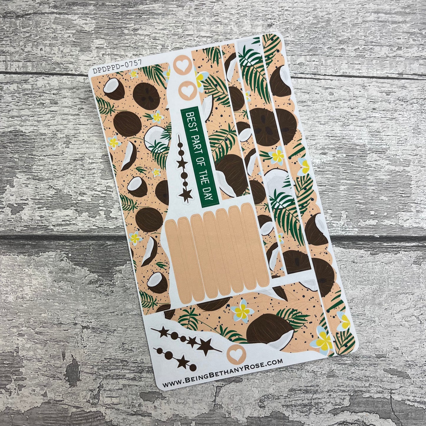 (0757) Passion Planner Daily Wave stickers - Coco Coconut