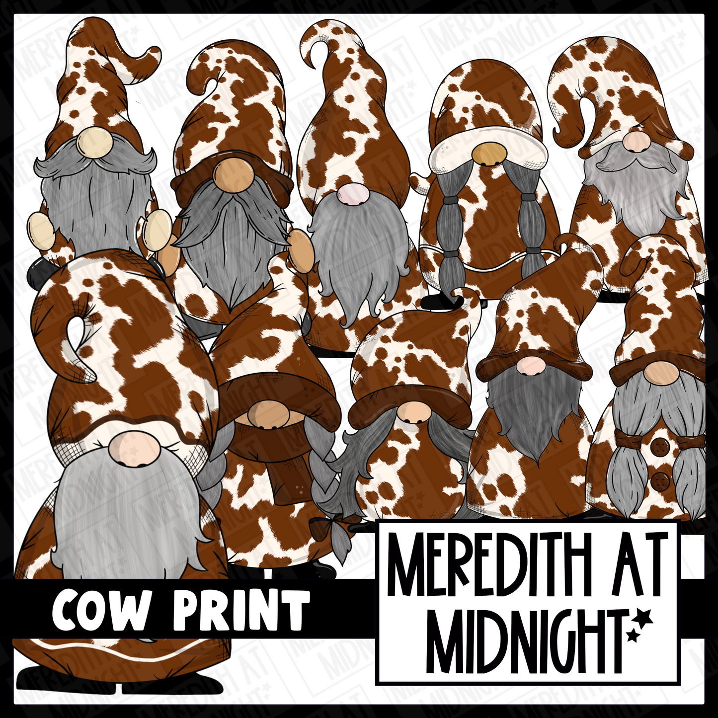 "Betsy" cow print / country Gonk / Gnome Clipart / Digital Stickers *INSTANT DOWNLOAD* PNG files