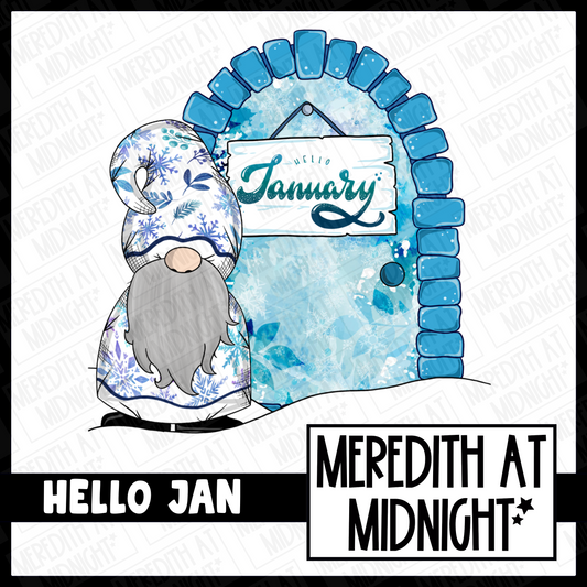 Hello January Door - Individual Gonk Clipart