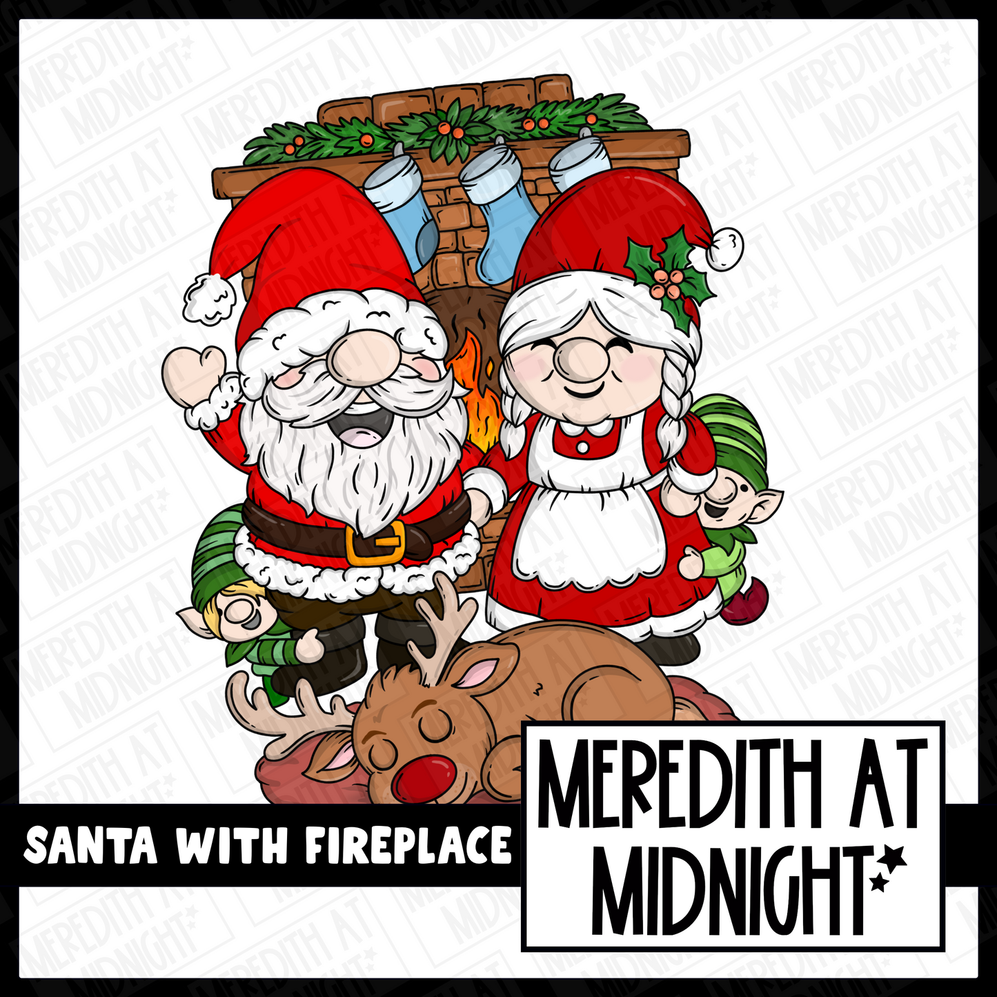 The Claus Family (with fireplace) - Individual Gonk Clipart