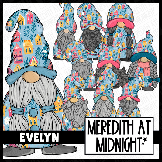 "Evelyn" Christmas Village Gonk / Gnome Clipart / Digital Stickers *INSTANT DOWNLOAD* PNG files