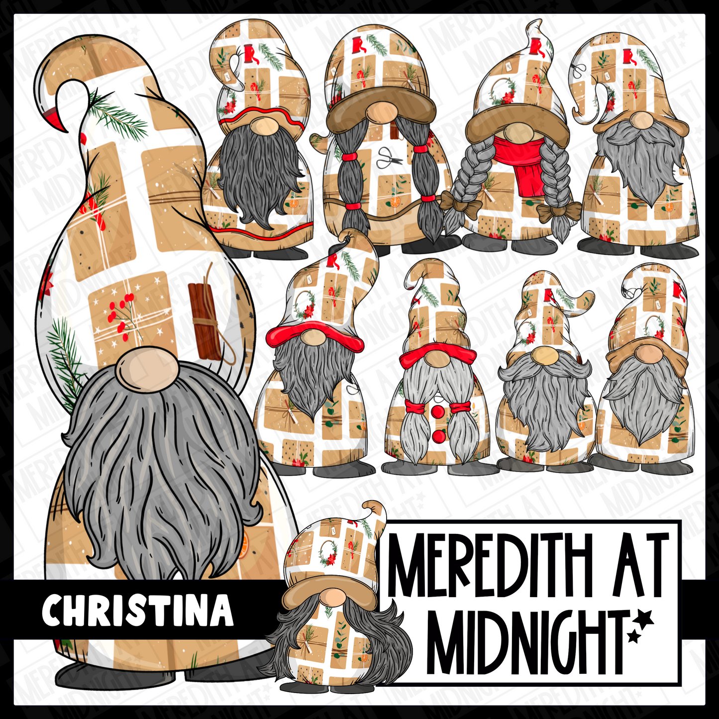 "Christina" Christmas Mail Gonk / Gnome Clipart / Digital Stickers *INSTANT DOWNLOAD* PNG files