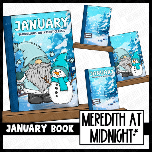 January Book Shelf - Sadie Snowman - Cover Page - Clipart