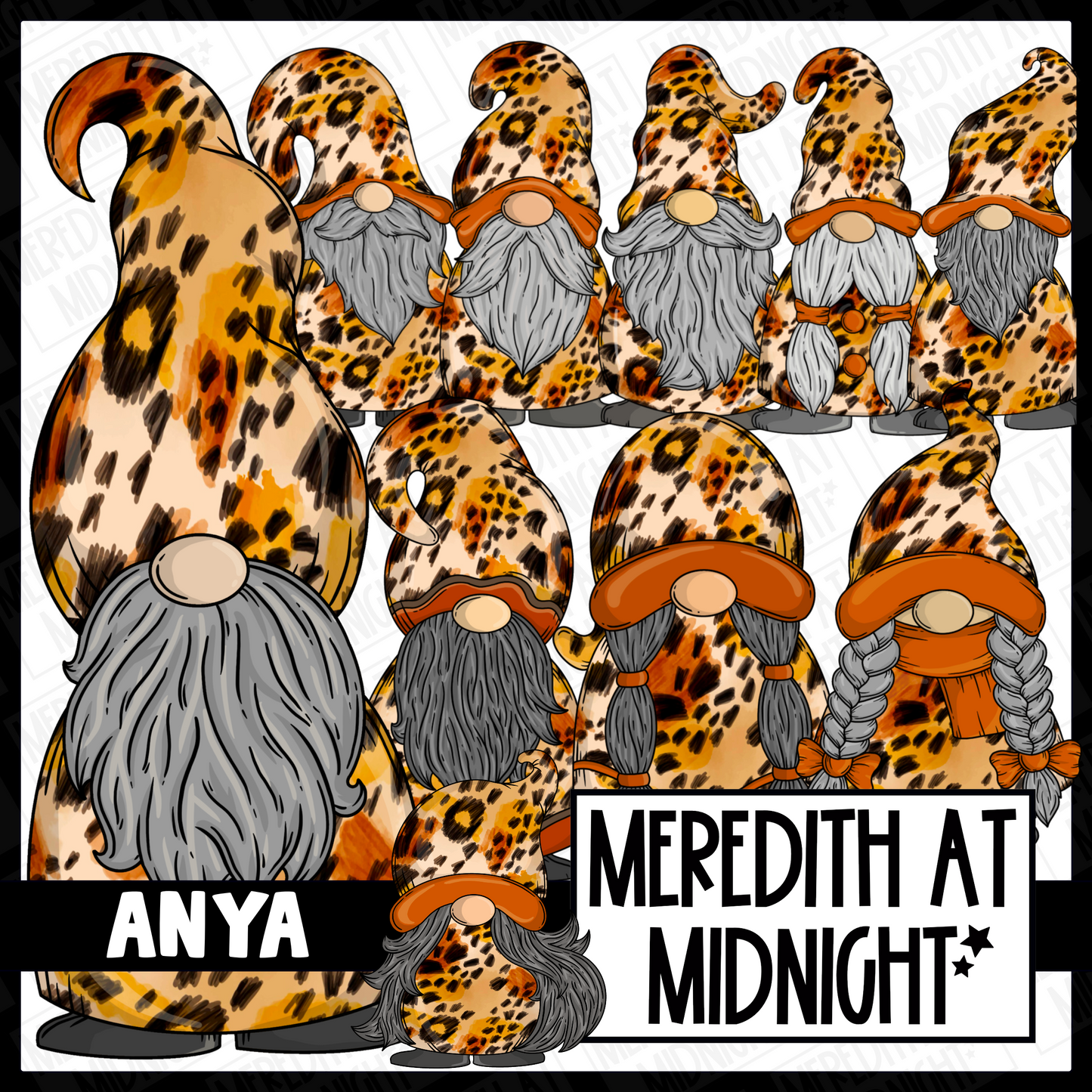 "Anya" Leopard Print Gonk / Gnome Clipart / Digital Stickers *INSTANT DOWNLOAD* PNG files