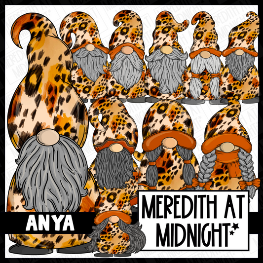 "Anya" Leopard Print Gonk / Gnome Clipart / Digital Stickers *INSTANT DOWNLOAD* PNG files