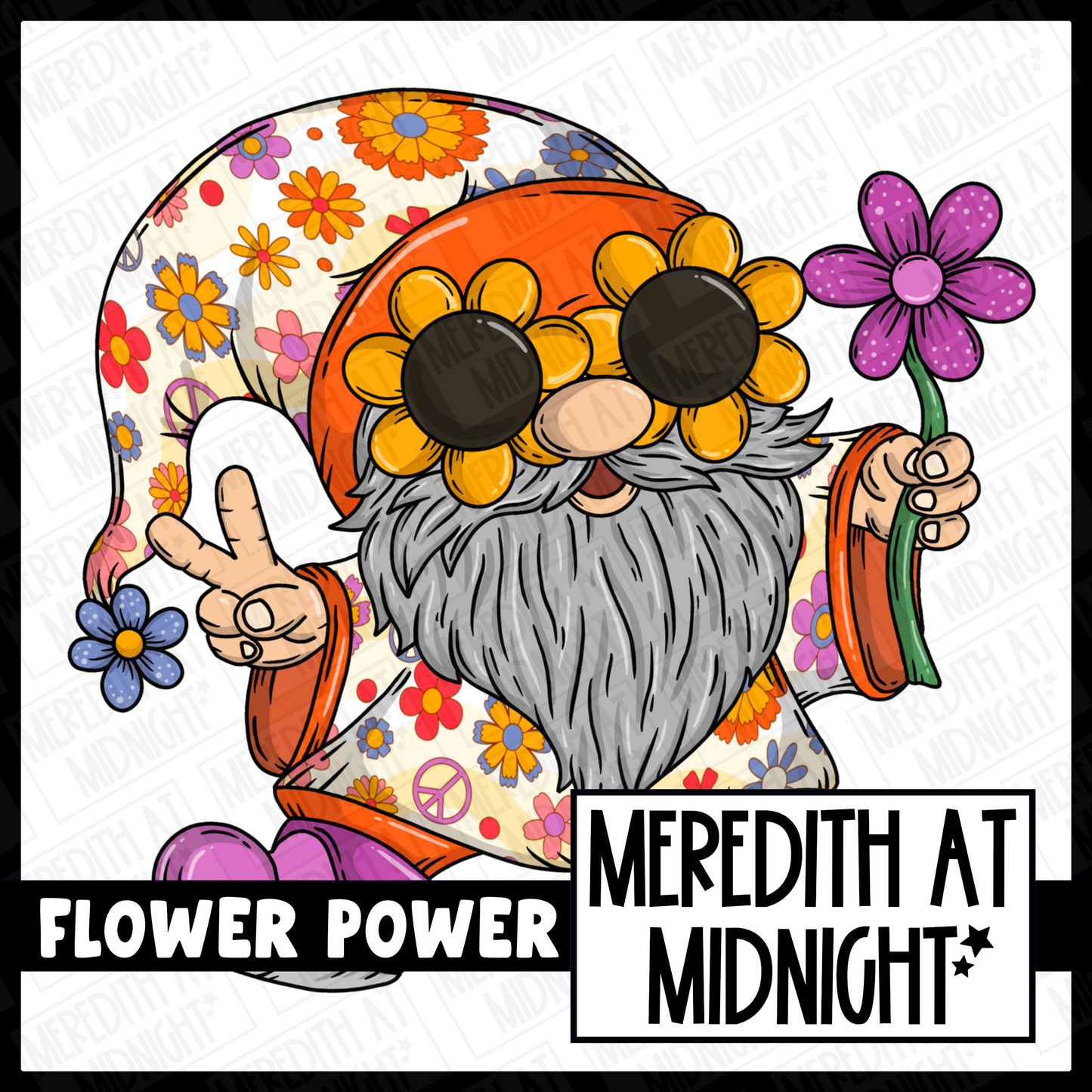 Flower Power Hippie Gonk  - Individual Gonk Clipart