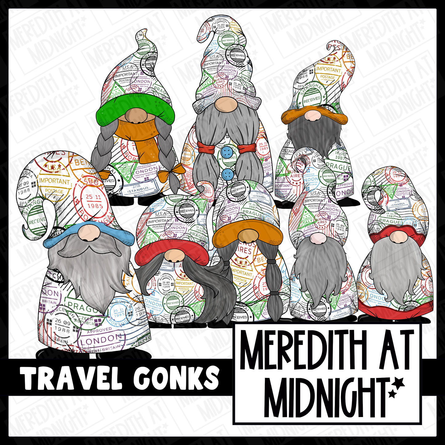 "Travel" Wanderlust / Adventure Gonk / Gnome Clipart / Digital Stickers *INSTANT DOWNLOAD* PNG files