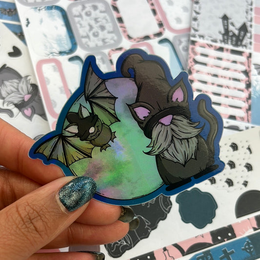 Holographic Vinyl Sticker - Black Cat (073)