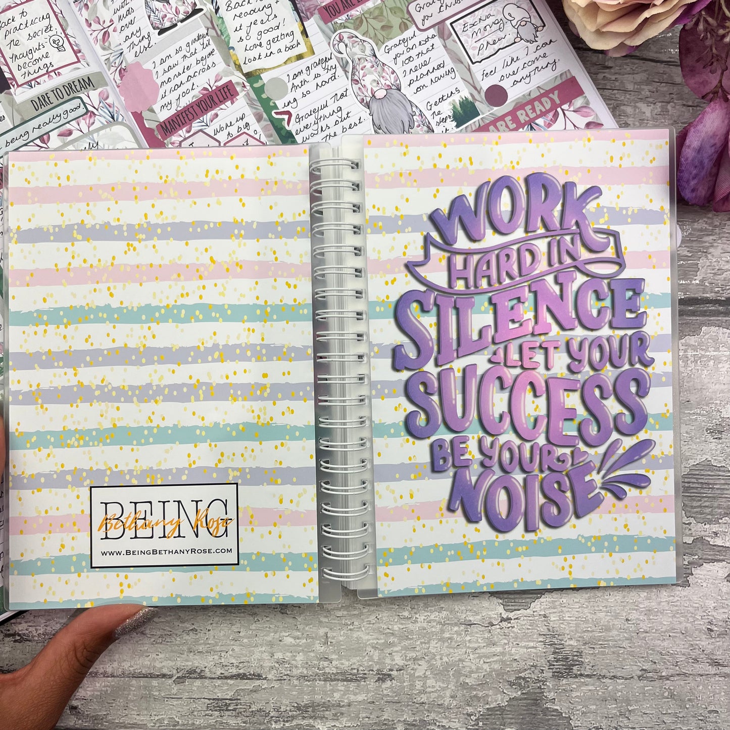 Reusable Sticker Album / Sticker Stash book (Work hard in silence)