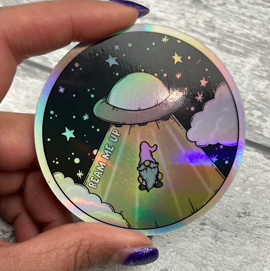 Holographic Vinyl Sticker - Beam me up