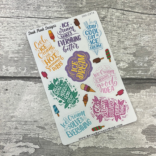 Kennedy Ice Cream journalling quote stickers  (DPD2974)