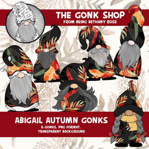 "Abigail" Dark Autumn Gonk / Gnome Clipart / Digital Stickers *INSTANT DOWNLOAD* PNG files