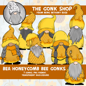"Bea" HoneyComb Bea Gonk / Gnome Clipart / Digital Stickers *INSTANT DOWNLOAD* PNG files