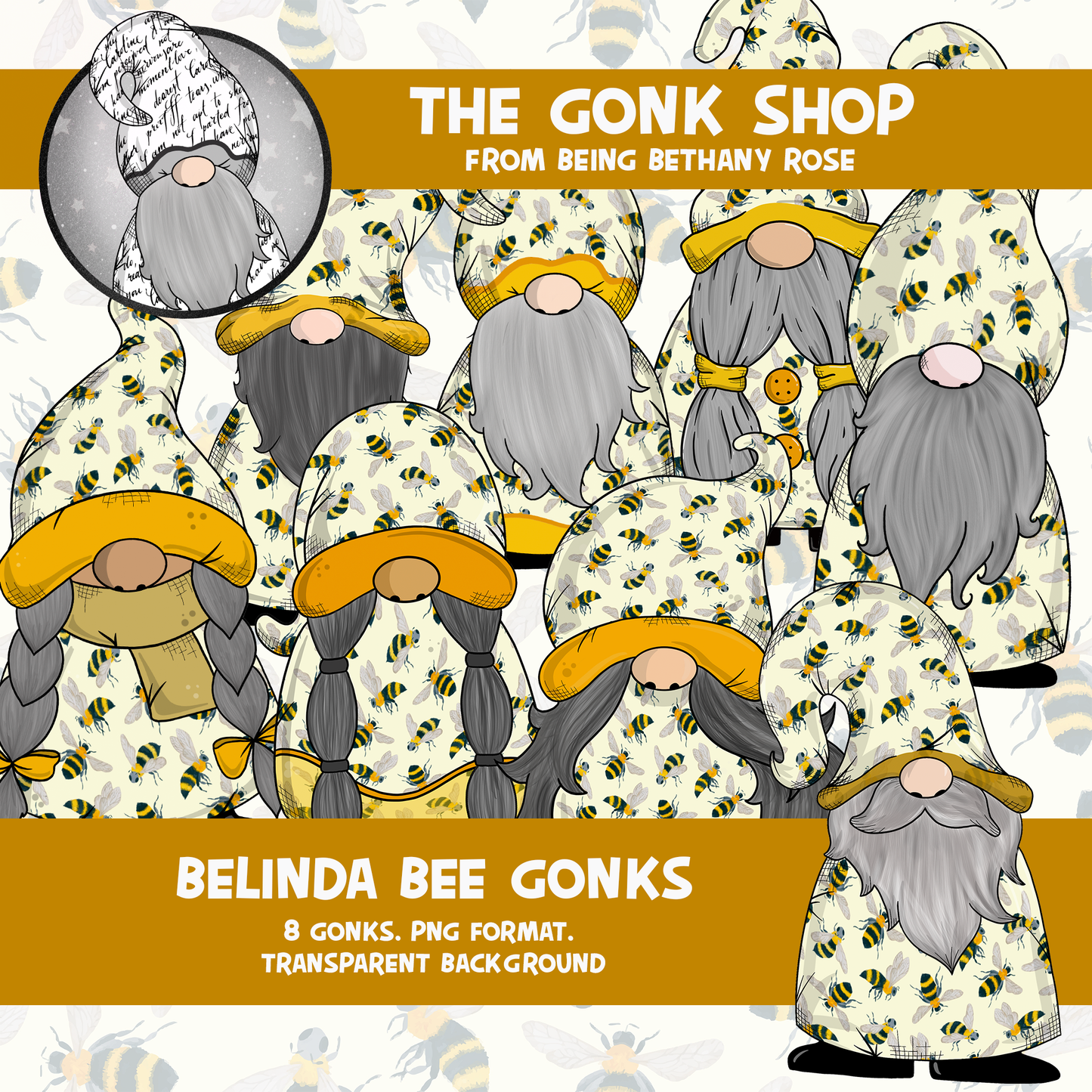 "Belinda" Bee Gonk / Gnome Clipart / Digital Stickers *INSTANT DOWNLOAD* PNG files