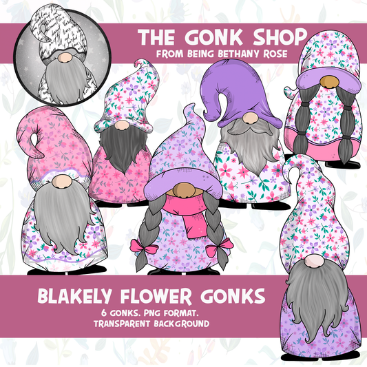 "Blakely" Pink flower Gonk / Gnome Clipart / Digital Stickers *INSTANT DOWNLOAD* PNG files