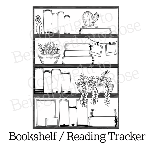 Bullet Journal Bookshelf / Reading tracker *INSTANT DOWNLOAD* *PRINTABLE*