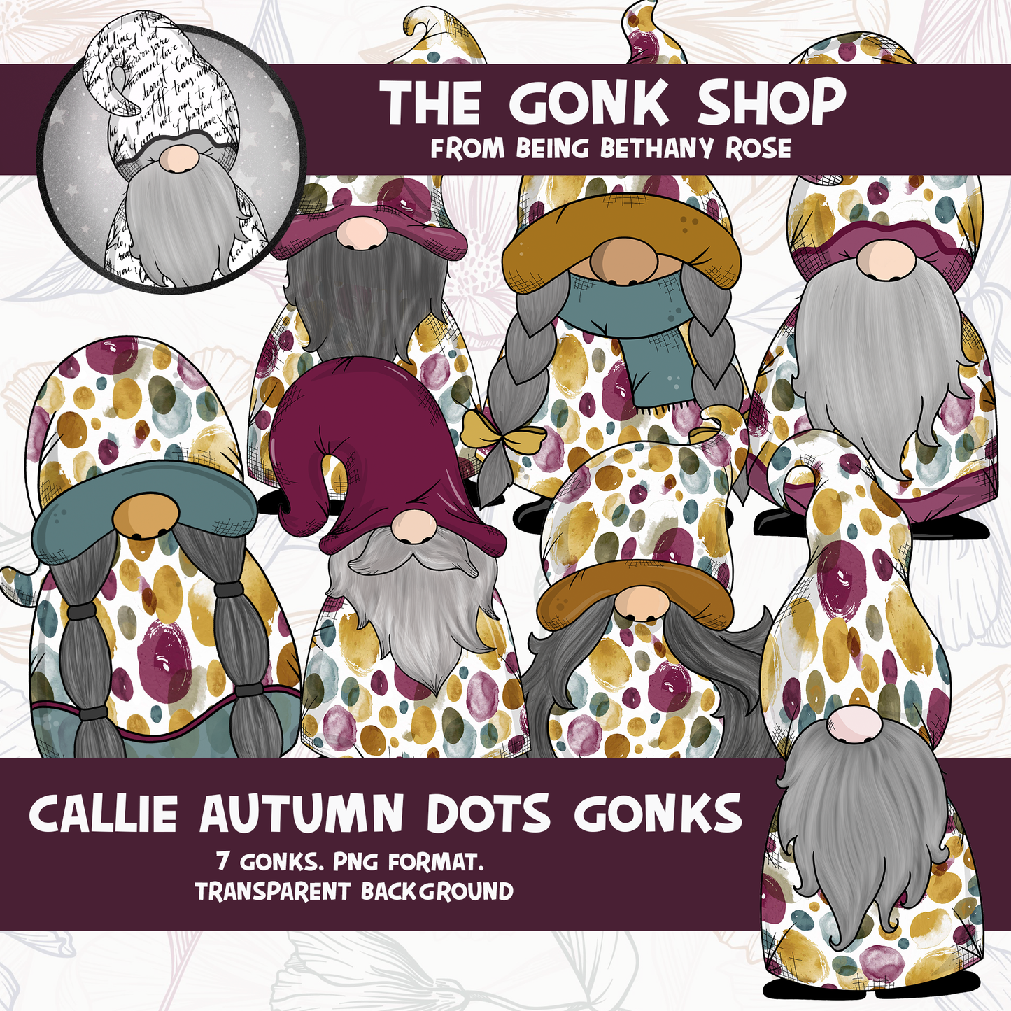 "Callie" Autumn Spots Gonk / Gnome Clipart / Digital Stickers *INSTANT DOWNLOAD* PNG files