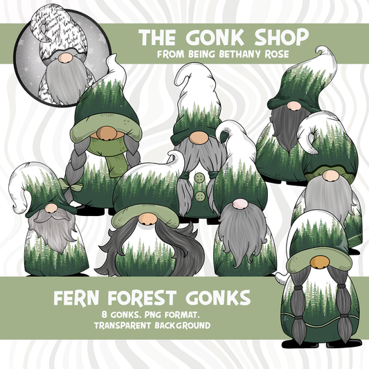 "Fern" Forest Gonk / Gnome Clipart / Digital Stickers *INSTANT DOWNLOAD* PNG files