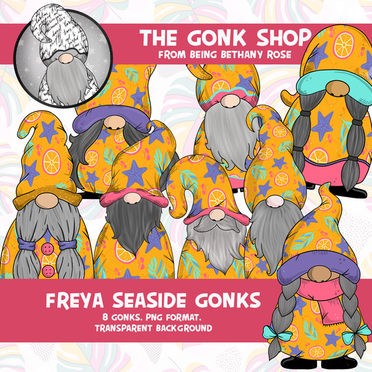 "Freya" Seaside Beach Summer  Gonk / Gnome Clipart / Digital Stickers *INSTANT DOWNLOAD* PNG files
