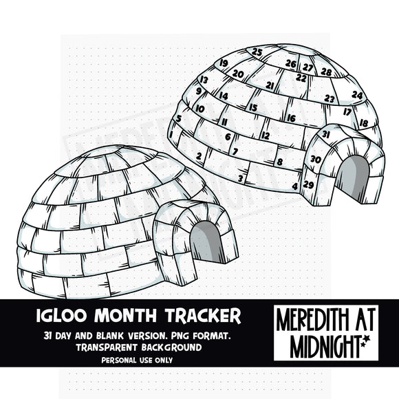 Igloo Month Tracker *INSTANT DOWNLOAD* PNG files