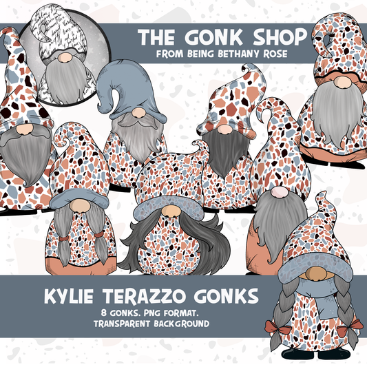 "Kylie" Terrazzo Gonk / Gnome Clipart / Digital Stickers *INSTANT DOWNLOAD* PNG files