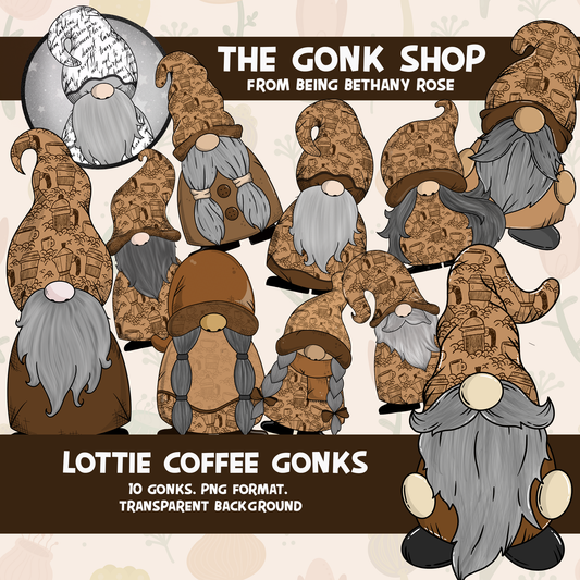 "Lottie" Coffee Gonk / Gnome Clipart / Digital Stickers *INSTANT DOWNLOAD* PNG files