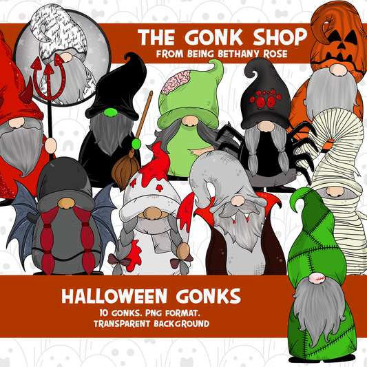 Halloween Character Gonk / Gnome Clipart / Digital Stickers *INSTANT DOWNLOAD* PNG files