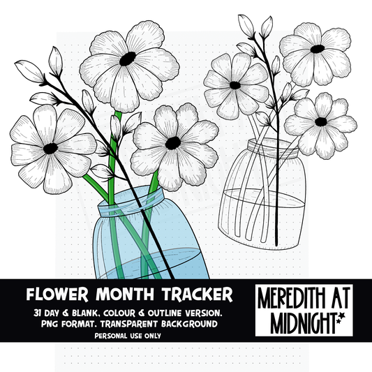 Flower Month Tracker *INSTANT DOWNLOAD* PNG files