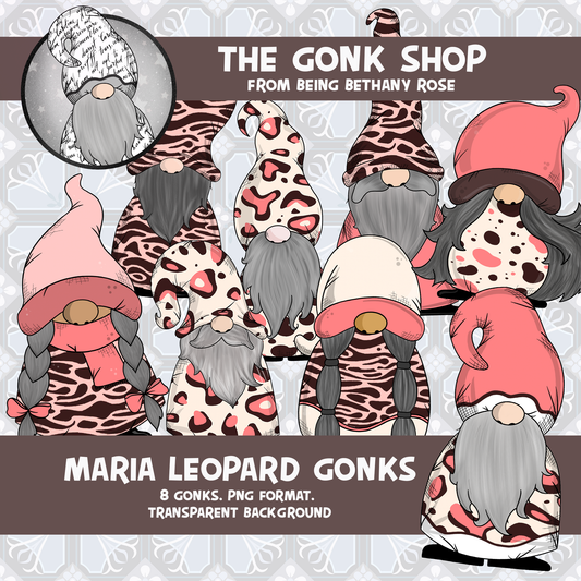 "Maria" Pink Leopard Gonk / Gnome Clipart / Digital Stickers *INSTANT DOWNLOAD* PNG files