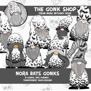 "Nora" Halloween Bats Gonk / Gnome Clipart / Digital Stickers *INSTANT DOWNLOAD* PNG files
