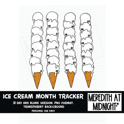 Ice cream / Summer Bullet Journal Tracker *INSTANT DOWNLOAD* PNG files