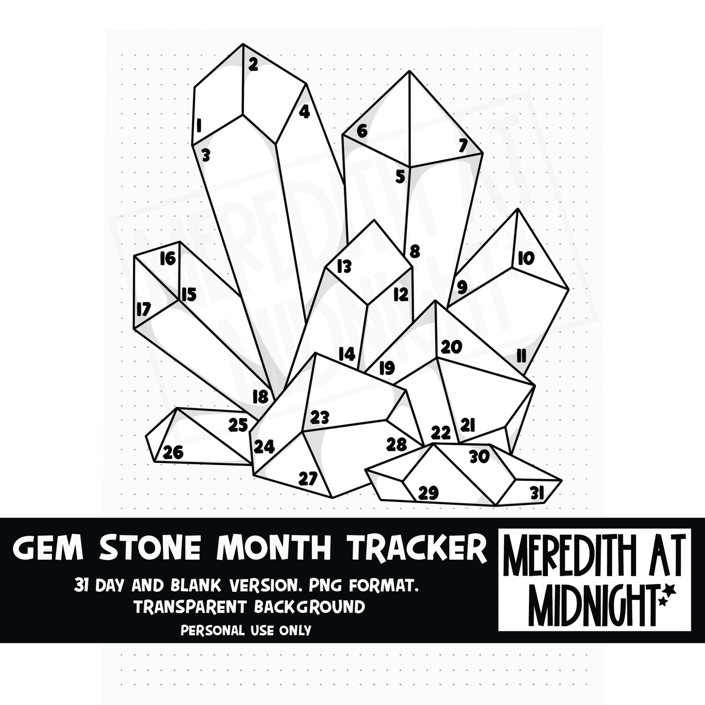 Gem Stone Month Tracker *INSTANT DOWNLOAD* PNG files