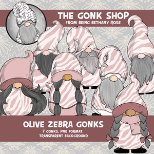 "Olive" Pink Zebra Gonk / Gnome Clipart / Digital Stickers *INSTANT DOWNLOAD* PNG files