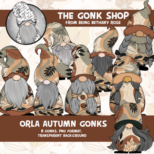 "Orla" Autumn Print Gonk / Gnome Clipart / Digital Stickers *INSTANT DOWNLOAD* PNG files
