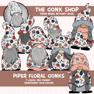 "Piper" Earthy Floral Gonk / Gnome Clipart / Digital Stickers *INSTANT DOWNLOAD* PNG files