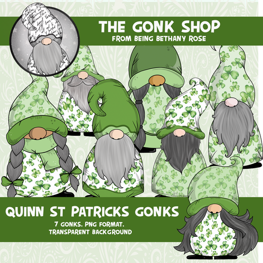 "Quinn" St Patricks Gonk / Gnome Clipart / Digital Stickers *INSTANT DOWNLOAD* PNG files