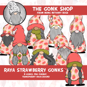 "Raya" Strawberry Gonk / Gnome Clipart / Digital Stickers *INSTANT DOWNLOAD* PNG files