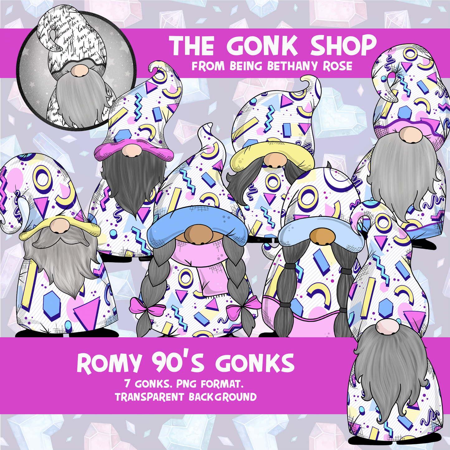 "Romy" Nineties Gonk / Gnome Clipart / Digital Stickers *INSTANT DOWNLOAD* PNG files